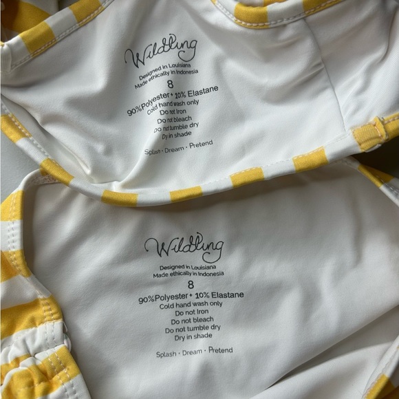 Well Dressed Wolf Wildling Dainty Bikini: Yellow Cabana Stripe Size 8 - Picture 3 of 4